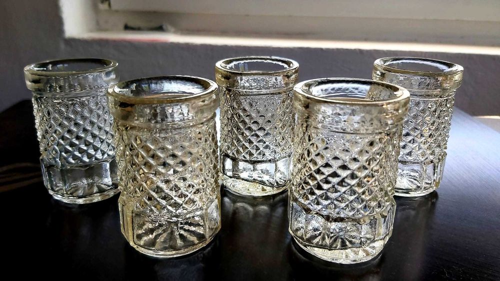 Комплект (5) винтидж чаши за шот от български кристал + 5 бр = 10бр