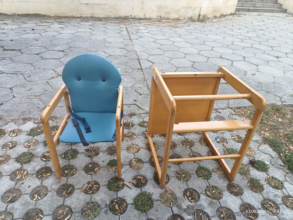 Дървено детско столче
