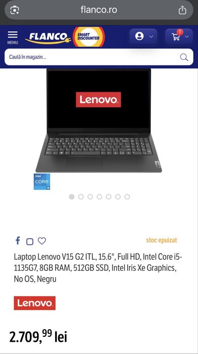 Laptop Lenovo V15 - Intel Core i5