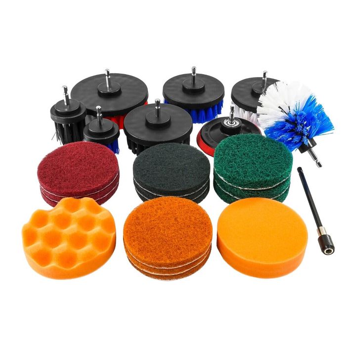 Set perii de curatare si discuri de lustruit pentru bormasina, 1/4" 23