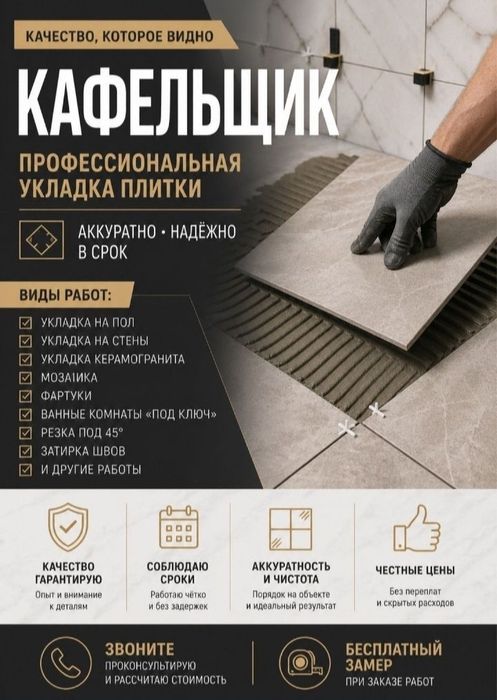 Укладка плитки. Кафельщик. Керамогранит.