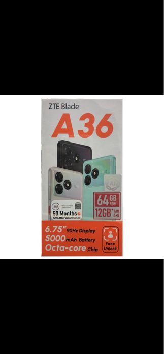 Смартфон ZTE Blade A36 4 ГБ/64 ГБ черный