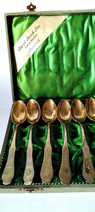 lingurițe,argint marcat, parțial aurit