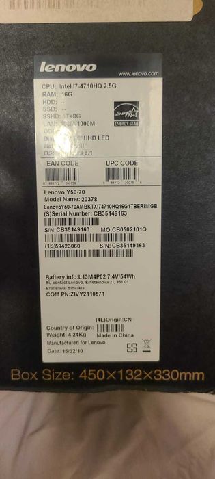 Laptop gaming Lenovo Y50-70