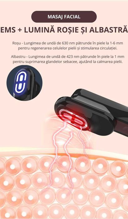 Perie NOUA de masaj scalp/fata/corp, 3 in 1, lumina rosie/albastra,EMS