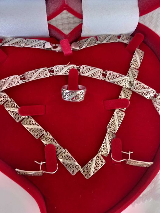 Изящен сребърен комплект филигран,уникат, единствен