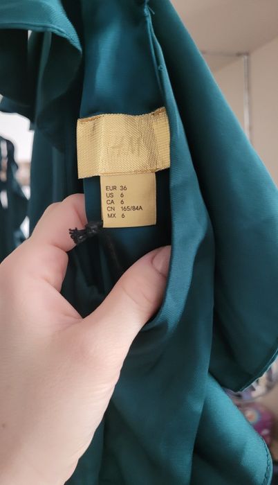Rochie verde smarald satin H&M 36 S