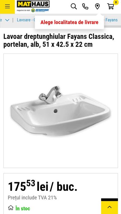 Lavoar(chiuvetă baie)pentru console