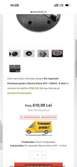 ND6 8 ohm Kit reparatie inalta premium dynacord xa2 , vl212 car