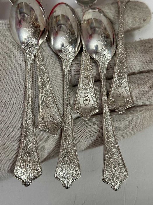 SET 6 LINGURITE ARGINT 925 - TIFFANY & CO - "Persian" Pattern - 1872 !