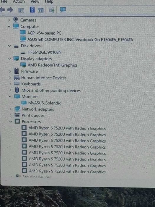 ASUS Vivobook Go 15 Ryzen 5-7520U/8RAM/512GB SSD/Radeon Graphics