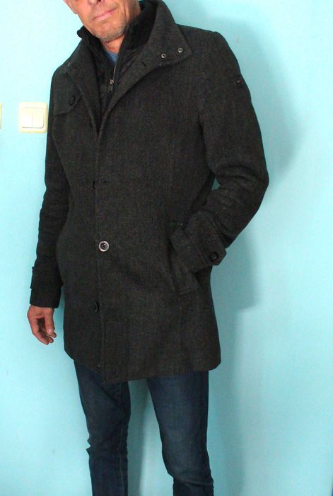 Преходно мъжко палто-Tom Tailor в Антрацитено сиво-черно