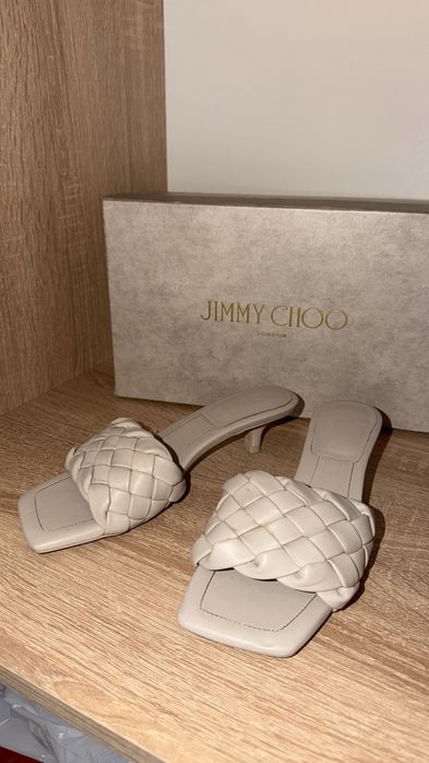 Papuci model împletit intrecciato - gri bej deschis