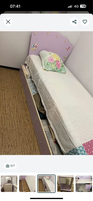 Кровать для девочки с выдвижным ящиком