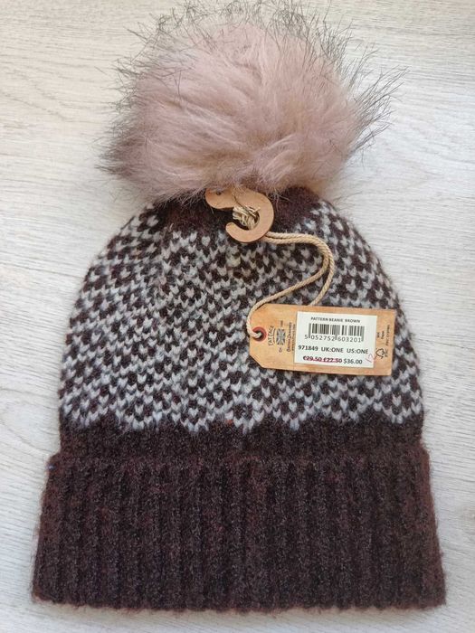 Fes Caciula Fat Face soft knit beanie with Pompom one size Faux Fur