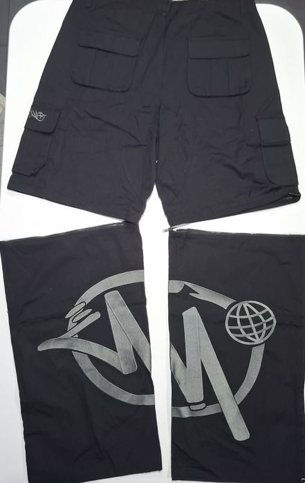 Pantaloni MINUS TWO, Detasabili, Negrii cu embroidery gri, Marimea 2XL