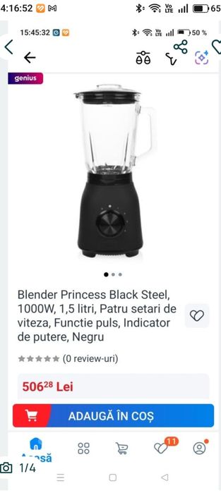 Blender Princess Black Steel, 1000W, 1,5 litri, nou.