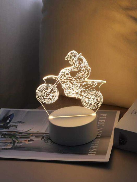 Нощна 3Д ЛЕД лампа статуетка за подарък мече мотор футбол сърце делфин