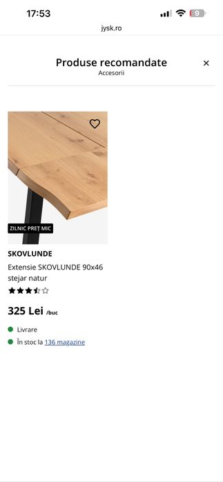 Masa SKOVLUNDE lemn stejar +extensie