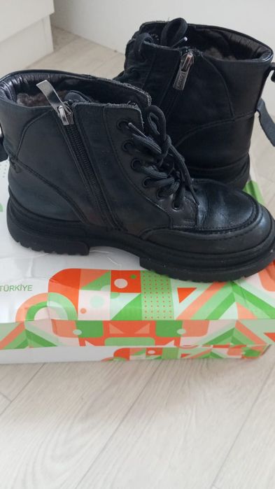 Кожаные зимние сапоги