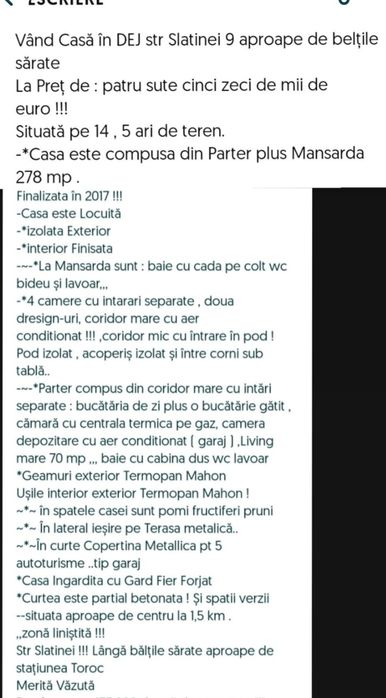 Vând Casa Parter plus mansardă