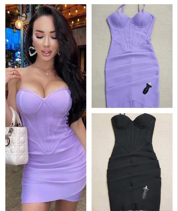 Секси бандажна рокля. Цвят лавандула, размер xs.