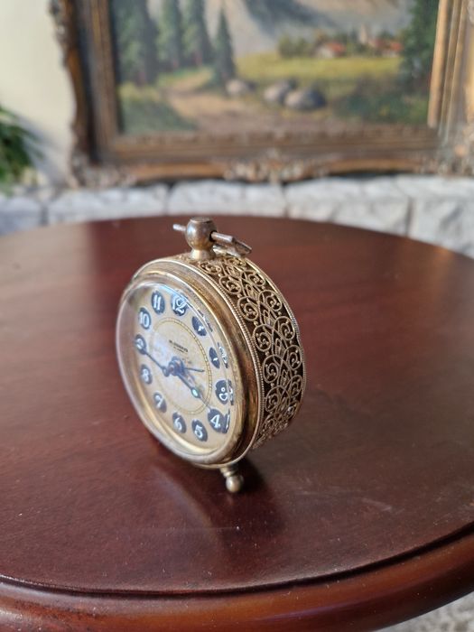 Прекрасен антикварен колекционерски немски бронзов будилник Blessing