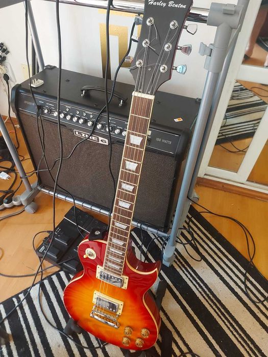 Sistem complet chitara Harley Benton,amplificator Line6 Spider 4, 150w