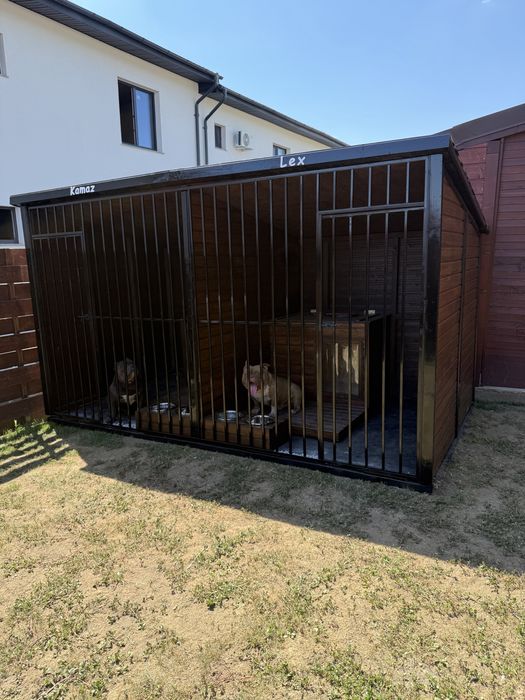 Padoc DUBLU pentru câini Construcție PREMIUM, complet echipat