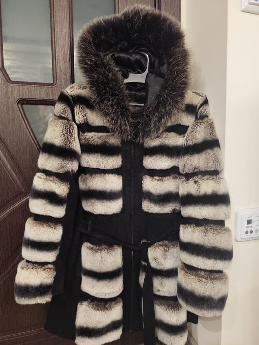 Дълго 78см/Естествена кожа и естествен косъм от чинчила мл-320лв