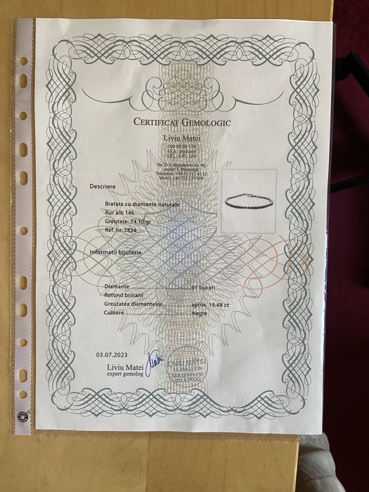 Bratara tennis aur 14k cu diamante negre naturale