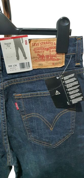 Levi’s 752 Regular W30 L34 – blugi noi cu etichetă, denim albastru