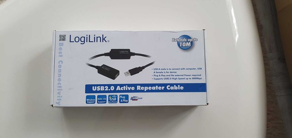 Cablu prelungitor USB 2.0 activ LogiLink de 10 metri