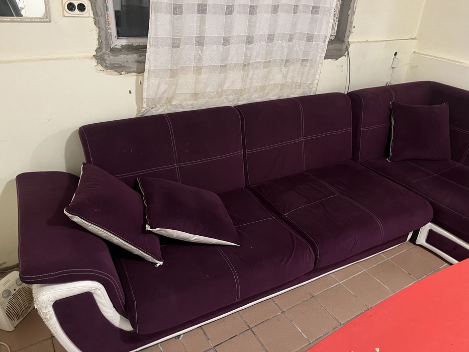 Диван с текстилно и кожено покритое