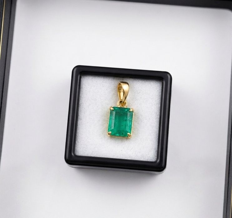 Pandant aur 14k cu smarald natural certificat