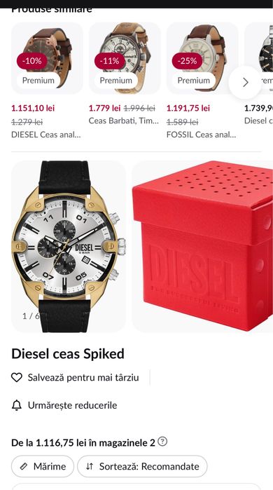 Diesel Spiked Chronograph (DZ4671).nou, cadou, transport inclus