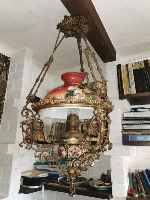 Majolica lampa petrol antica