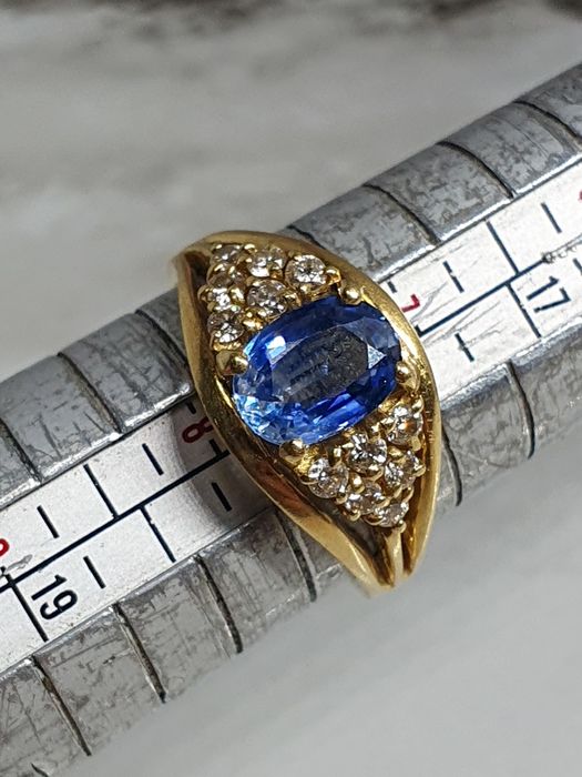 Inel din aur de 18K cu diamante naturale și tanzanit – mărimea 56