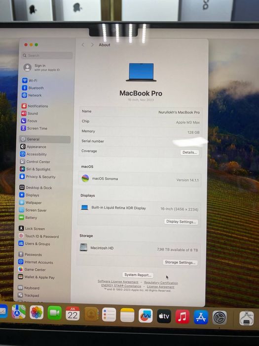 Macbook Pro 16 M3Max/128GB/8TB/SpaceBlack (OpenBox)