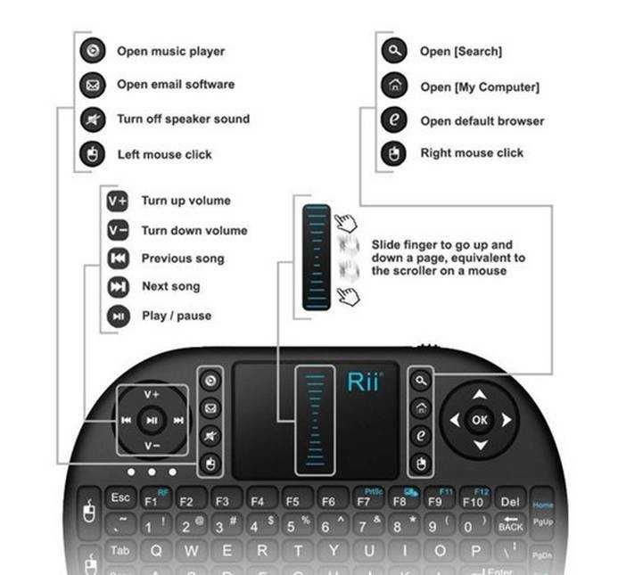 Безжична мини клавиатура, блутуут, тъч пад,светеща, лаптоп, телевизор