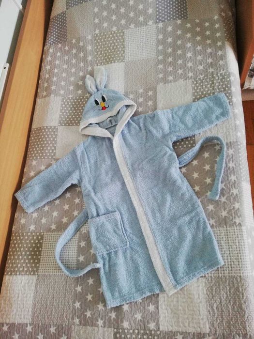 Детски халат за баня ЗАЙЧЕ 4-6 г. и чехли за баня №31 ПАКЕТНА цена