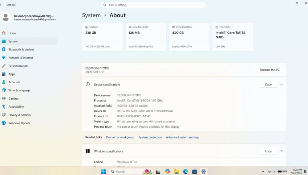 Acer Aspire A315-510P