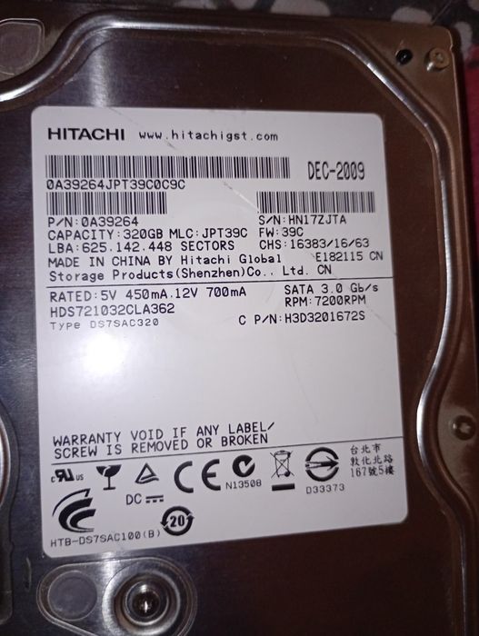 HDD hitachi 320 gb