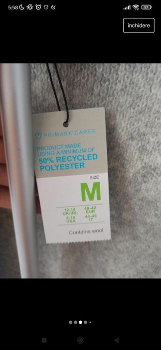 Cardigan lung Primark conținut de lana