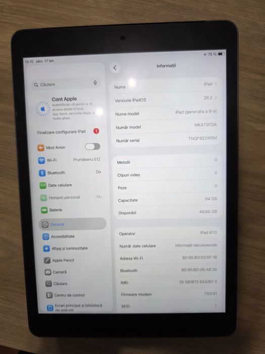 iPad Gen 9 (2021) - 64GB, Wi-Fi+Celular