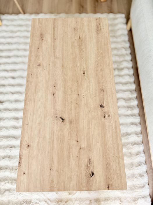 Стилна холна маса с чекмедже и рафт – чисто нова (Moemax)