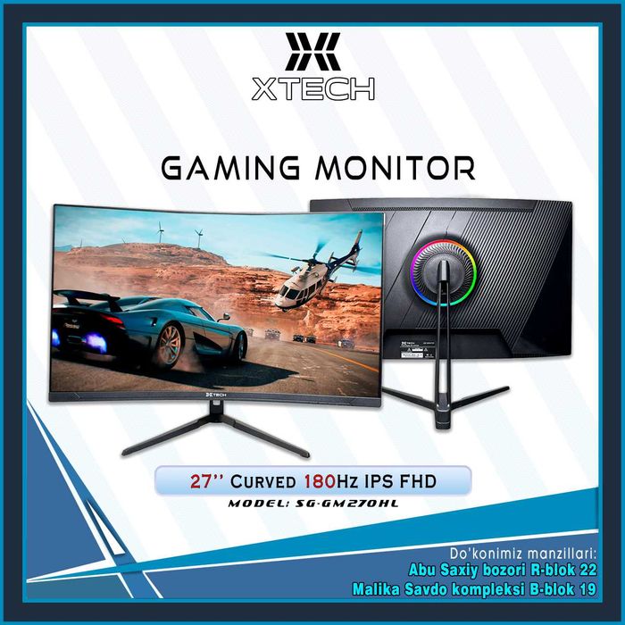 XTECH Monitor 27"IPS FHD RGB color (Curved- FLAT)