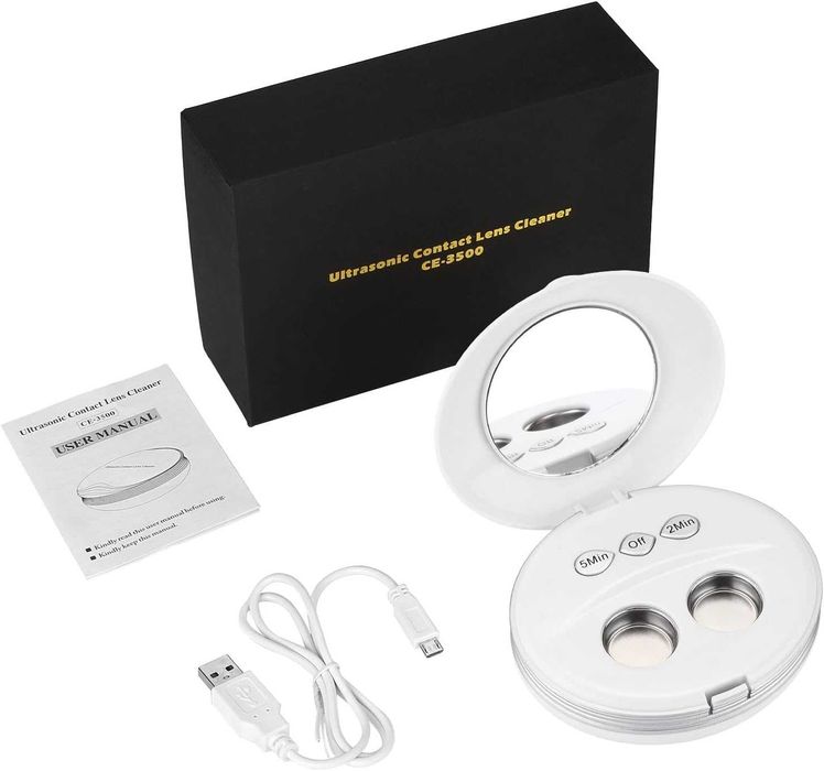 НОВА! Ултразвукова почистваща ваничка за контактни лещи – USB, компакт