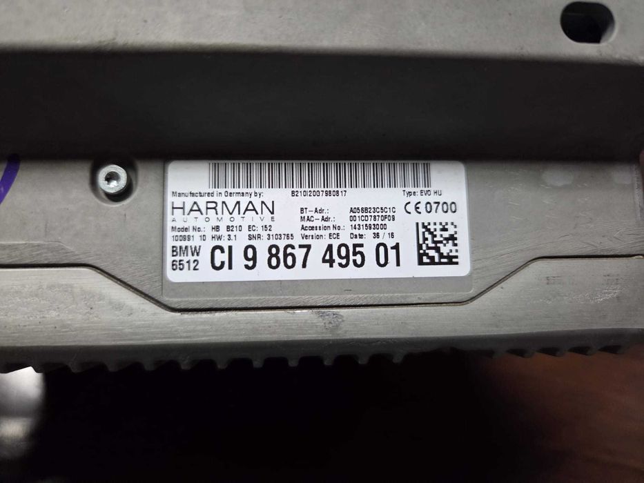 Modul navigatie Bmw NBT evo hu cu mufa gps cod 9867485