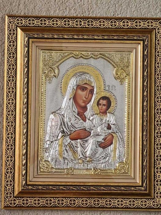 Icoana Maica Domnului Argintata-Ierusalima Relief 3 D